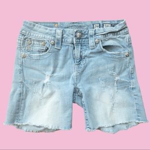 Miss Me Mid-Rise Frayed Cut-off Stretch Shorts